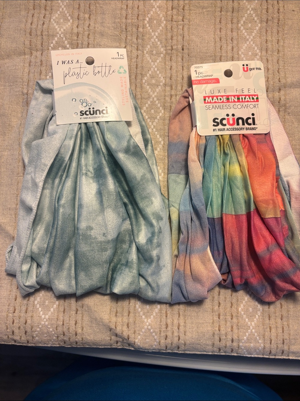 scünci Tie-Dye and Pastel Scrunch Headwraps - Blue & Multicolor